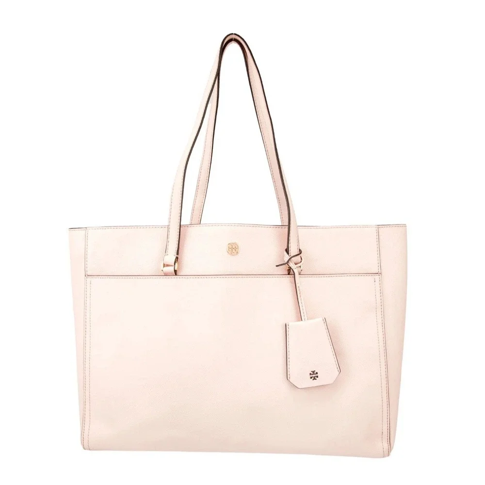 Tory Burch Robinson Double Zip Tote Bag Pale Apricot Pink Style New With Defects